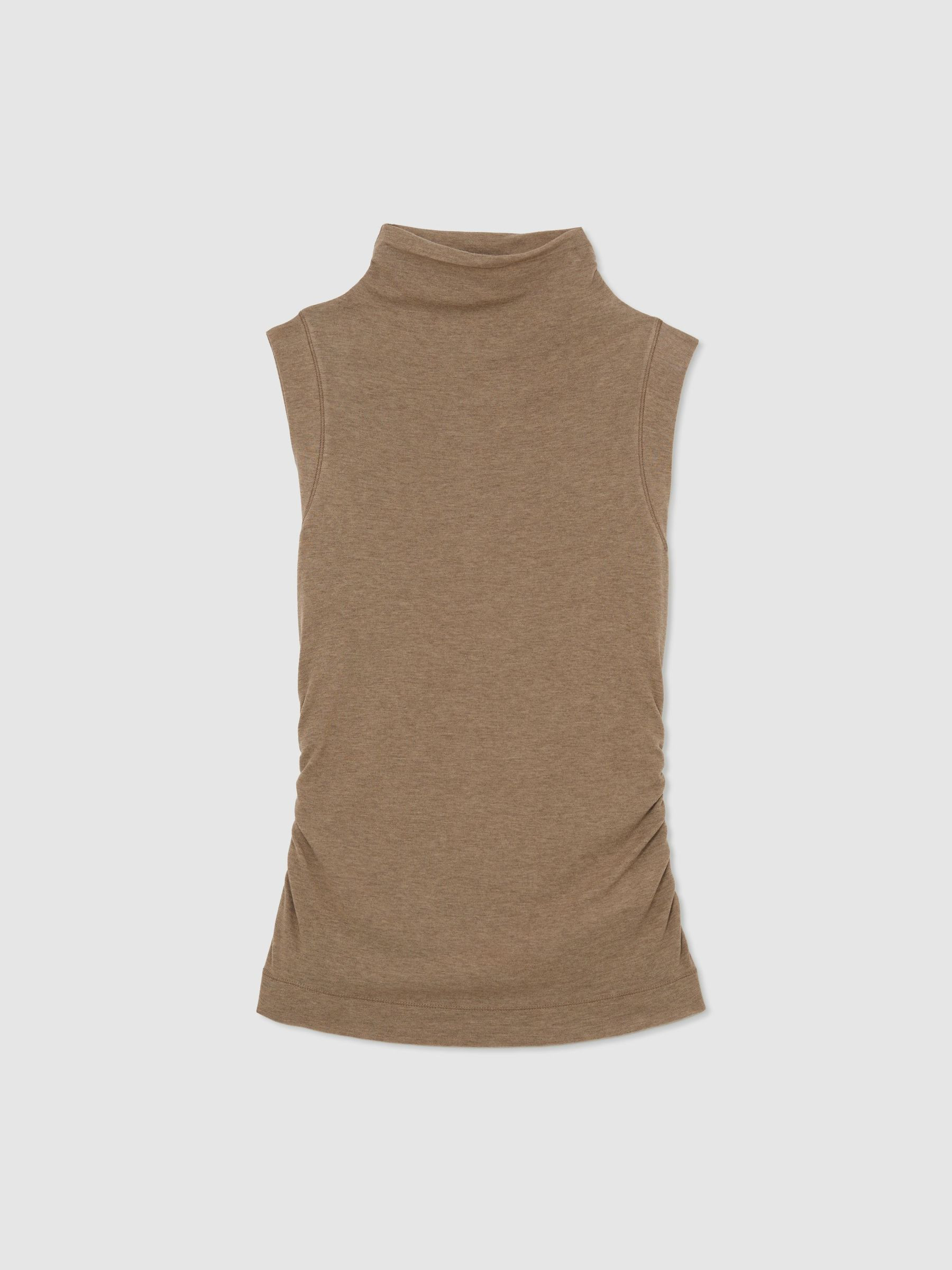 Reiss Funnel-Neck Jersey-Knit Vest With Wool in Dark Neutral - REISS | Reiss UK