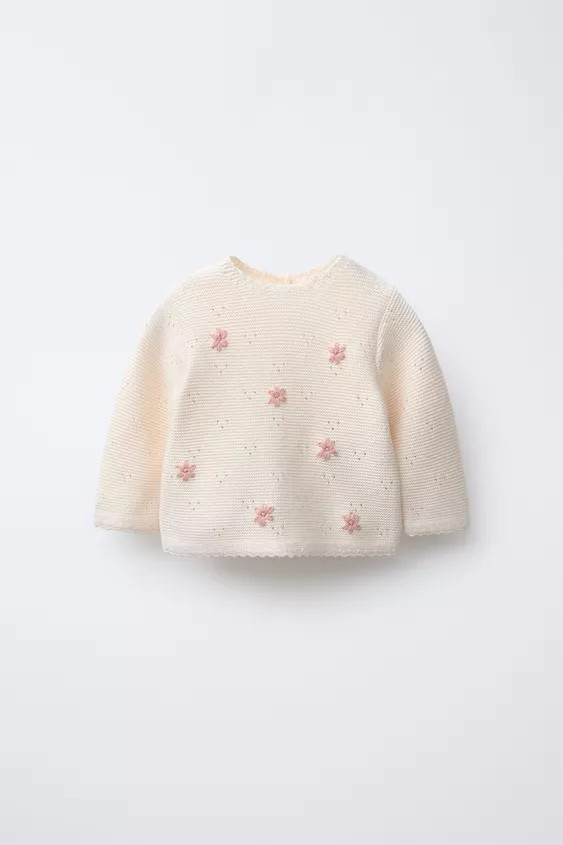 STRICKPULLOVER MIT BLUMENSTICKEREI | Zara DE