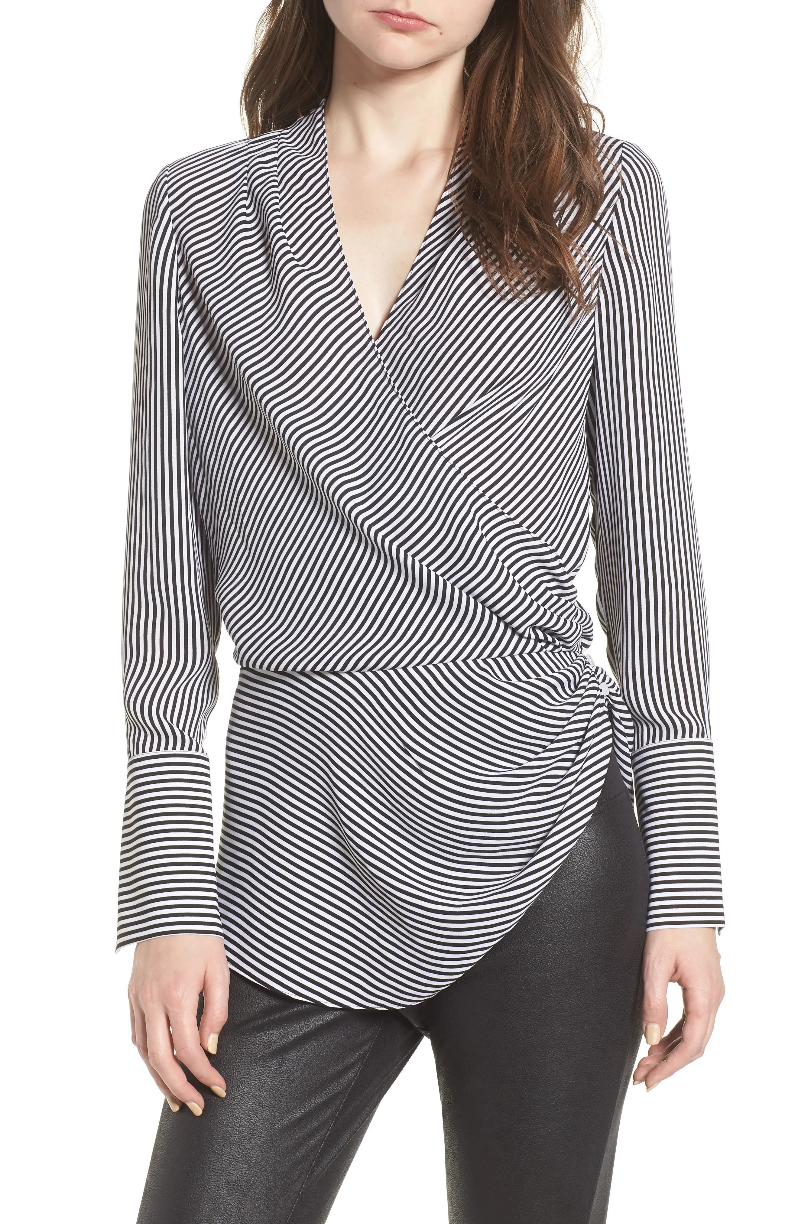 Trouvé Long Sleeve Wrap Blouse | Nordstrom