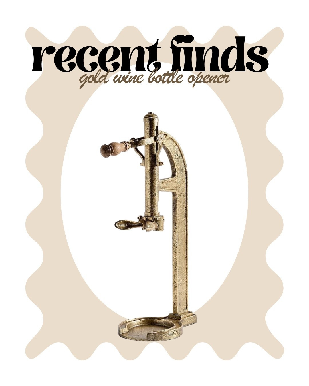 🍷✨ Vintage-Inspired Find! ✨🍷
If you love hosting, you need this gold vintage-style vintner’s wine bottle opener in your bar cart. It’s beautiful, functional, and adds that old-world charm that instantly elevates any kitchen or entertaining space.

The weight, the detailing, the antique finish — it looks like a true collector’s piece but at such an affordable price. Perfect for holiday gatherings, gifting, or simply making your next bottle of wine feel a little more special.

Tap to shop this stunning bar cart essential before it sells out!

#LTKHome #BarCartEssentials #VintageKitchenFinds #WineLoverGifts #HostessEssentials #GoldHomeDecor #VintageStyleDecor #KitchenAccessories #EntertainingInStyle #LTKEntertaining #WineOpener #HolidayHosting #GiftIdeasForHer #VintageVibes #TimelessDecor #LTKFinds #HomeStyleInspo #ClassicHomeDecor