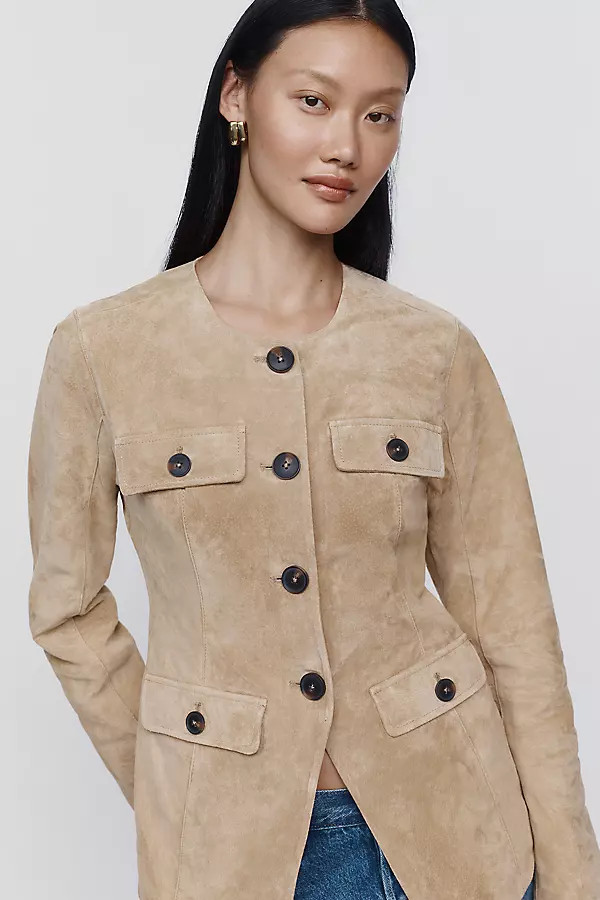 Crew Neck Suede Jacket | Anthropologie (US)