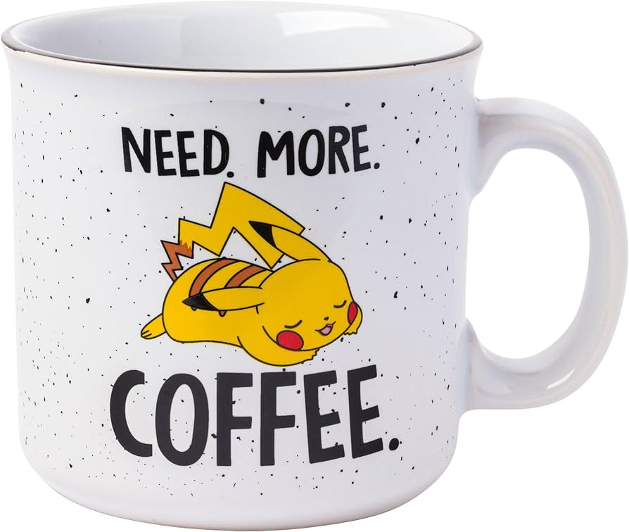 Silver Buffalo Pokemon Pikachu Need More Coffee Ceramic Camper Mug, 20 Ounces | Amazon (US)