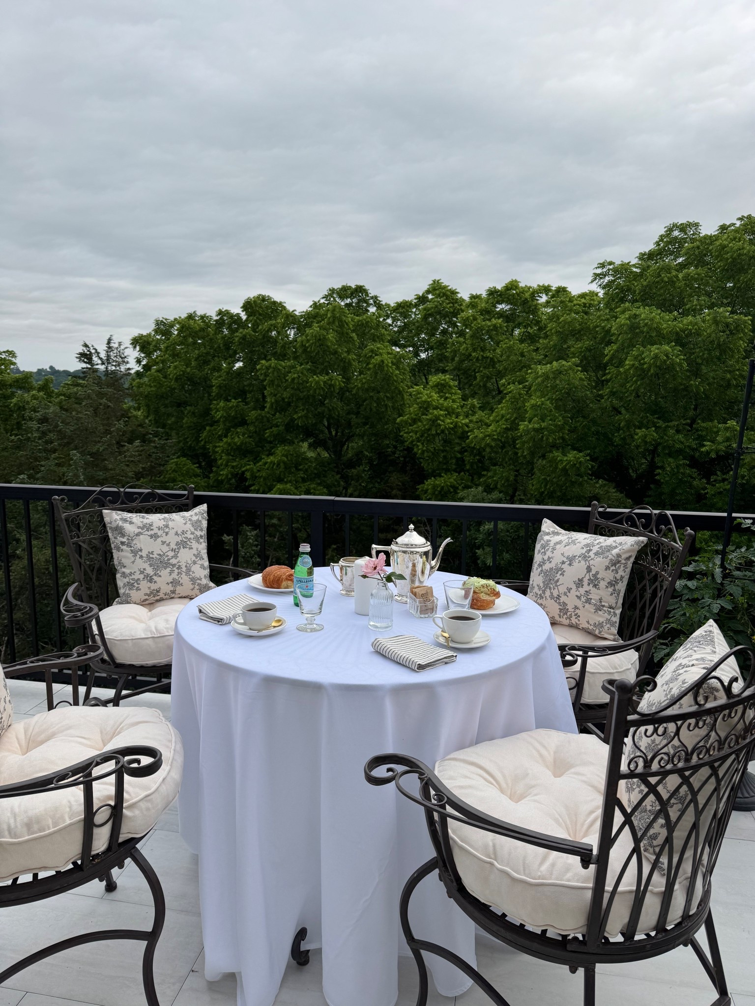 A summer project for us was to build an upper deck, and I’ve been loving it so far! I love to style this space for a chic French inspired meal, whether that’s breakfast with pastries and coffee or a light lunch. With floral pillows, chic linens, and stylish tableware, this set up is perfect for outdoor hosting and elevating your everyday. 

#LTKHome