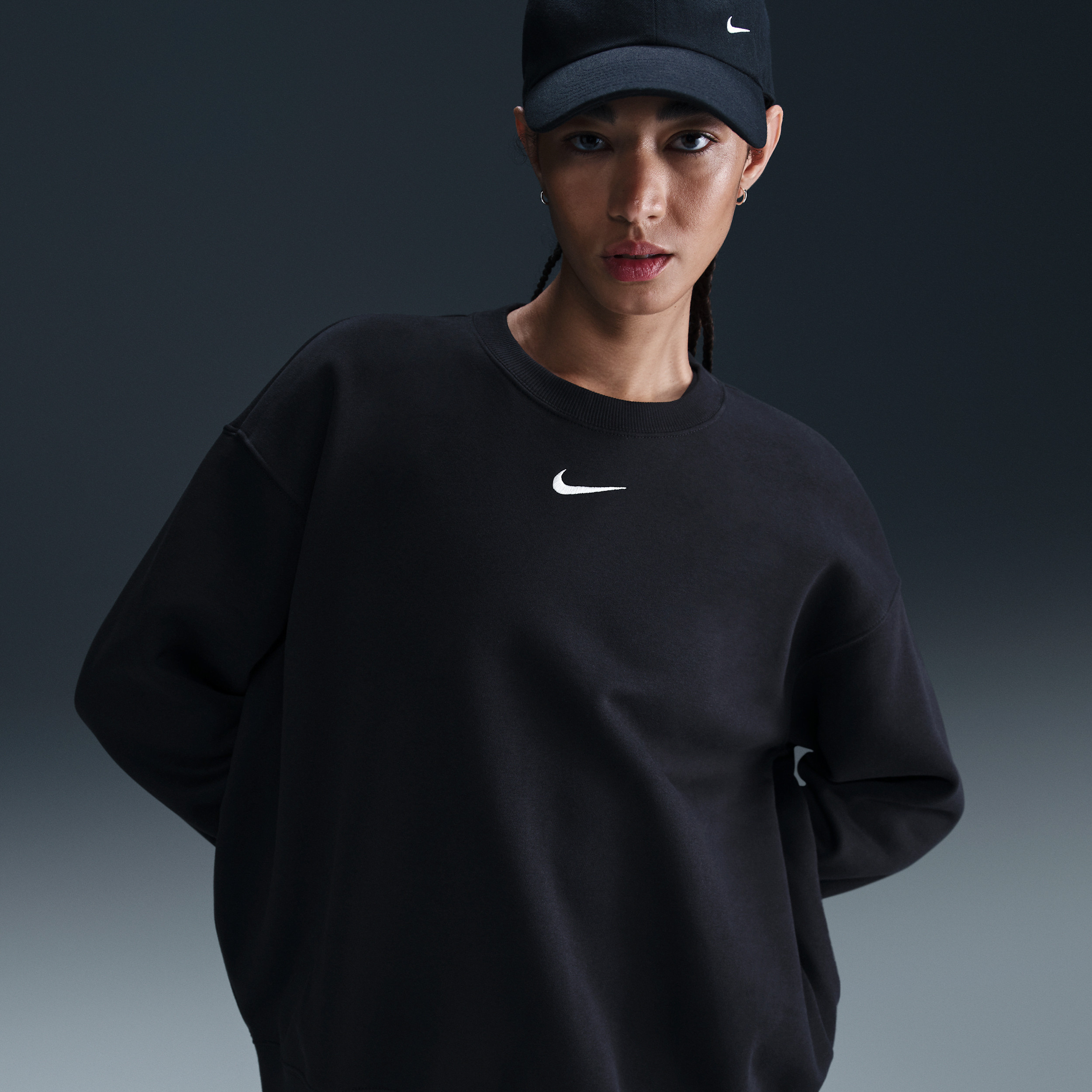 Women's Nike Sportswear Phoenix Fleece Oversized Crew-Neck Sweatshirt in Black | FZ4270-010 | Nike (US)