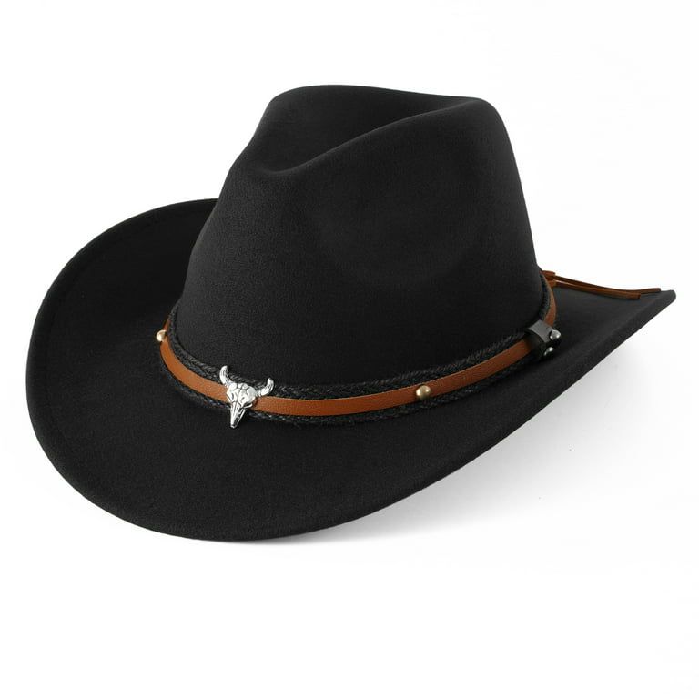 WoWstyle Black Cowboy Hat for Adult Men Women Cowgirl Hat with Adjustable Leather Hat Band Wester... | Walmart (US)