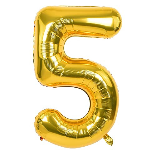 TONIFUL 40 Inch Gold Large Numbers Balloons0-9,Number 5 Digital Helium Balloons,Foil Mylar Big Number Balloons for Birthday Party Supplies Decorations | Amazon (US)