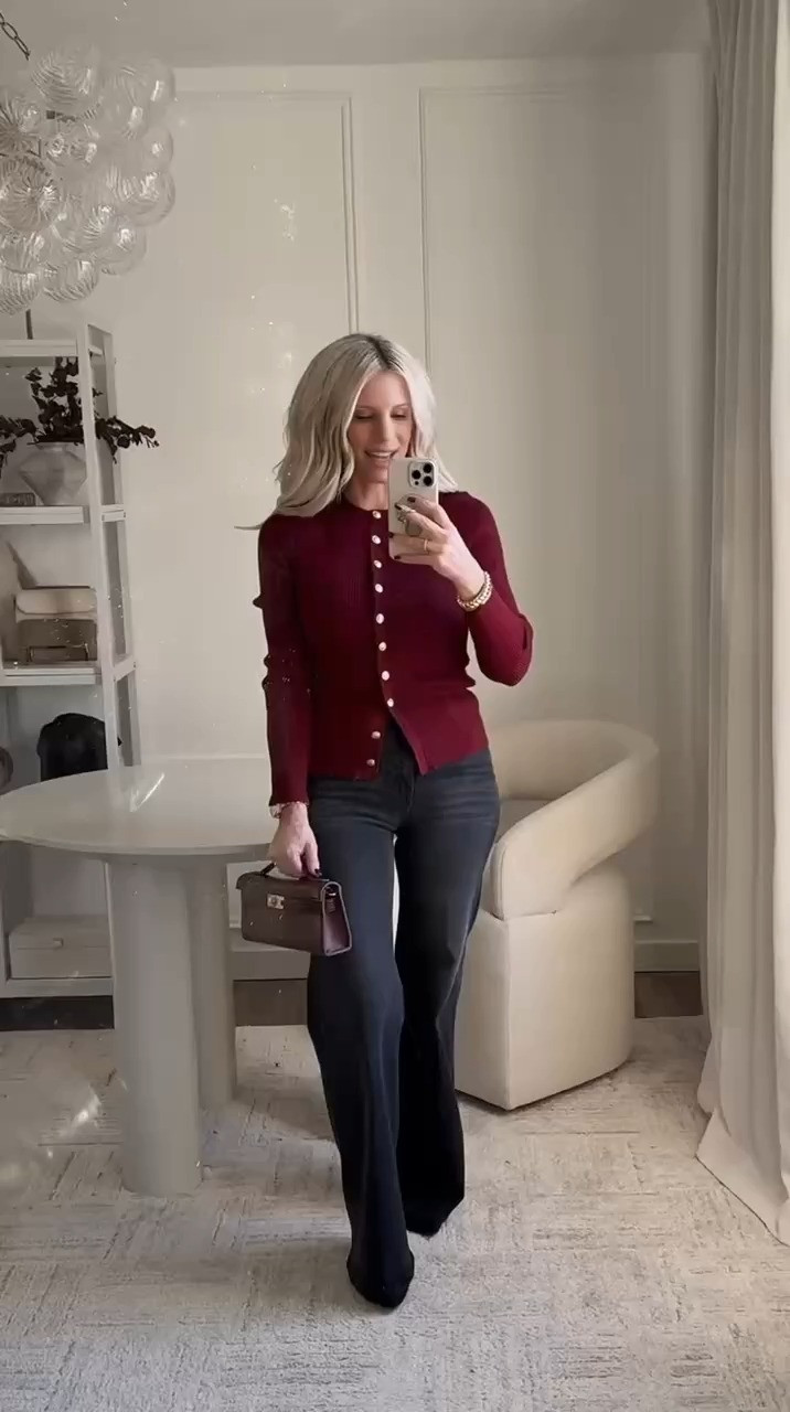 ✨MODERN CLASSIC EDIT · CRANBERRY RIBBED CARDIGAN✨ This cranberry ribbed cardigan is such a gorgeous, elevated staple — I love it so much I grabbed it in the chocolate brown too. Unbuttoning the bottom few buttons gives the perfect hint of denim and defines the waist beautifully. The color is rich and refined, pairs effortlessly with my clutch, and looks stunning with dark or classic blue denim all season long.

#TheHillaryStyle #LuxuryHomeDecor #AmazonFashion #FallStyle #WinterWardrobe #ElevatedBasics #OldMoneyAesthetic #ChicEssentials #LuxuryLookForLess #TimelessStyle #EffortlessElegance #ModernClassic #CranberryCardigan #AmazonFinds 

 #LTKSeasonal #LTKOver40 #LTKStyleTip