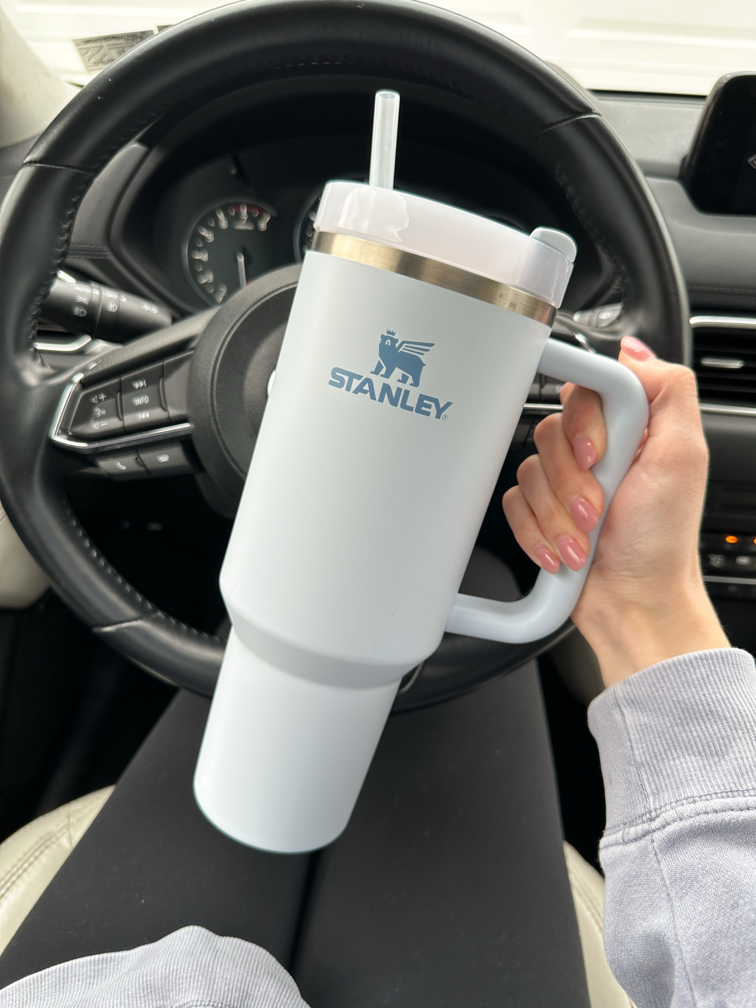 Stanley on-the-go travel tumbler cups that come in so many colors! I am loving this light blue shade for summer. 