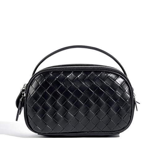 Woven Leather Crossbody Bag for Women,Versatile Shoulder Purse with Adjustable Strap,Multiple Pockets Handbag, Durable Design - Ideal for Daily Use - Black | Amazon (US)