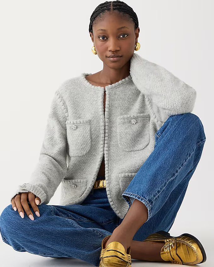 Odette sweater lady jacket with jewel buttons | J. Crew US