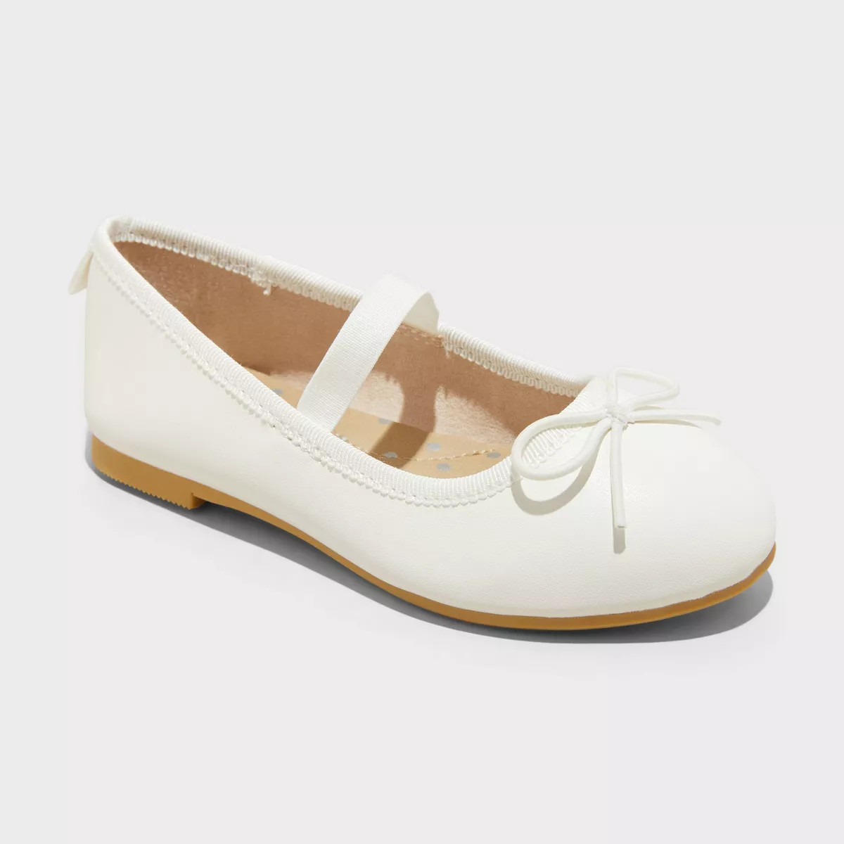 Toddler Nora Slip-On Ballet Flats - Cat & Jack™ White 7T: Elastic Strap, Closed Round Toe | Target