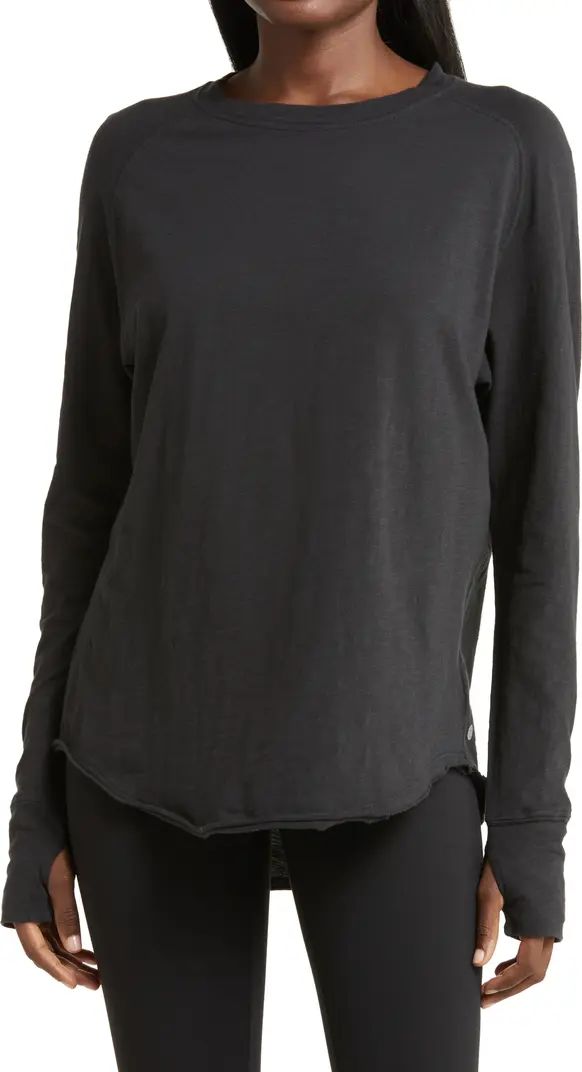 Zella Relaxed Washed Long Sleeve Slub Tee | Nordstrom | Nordstrom