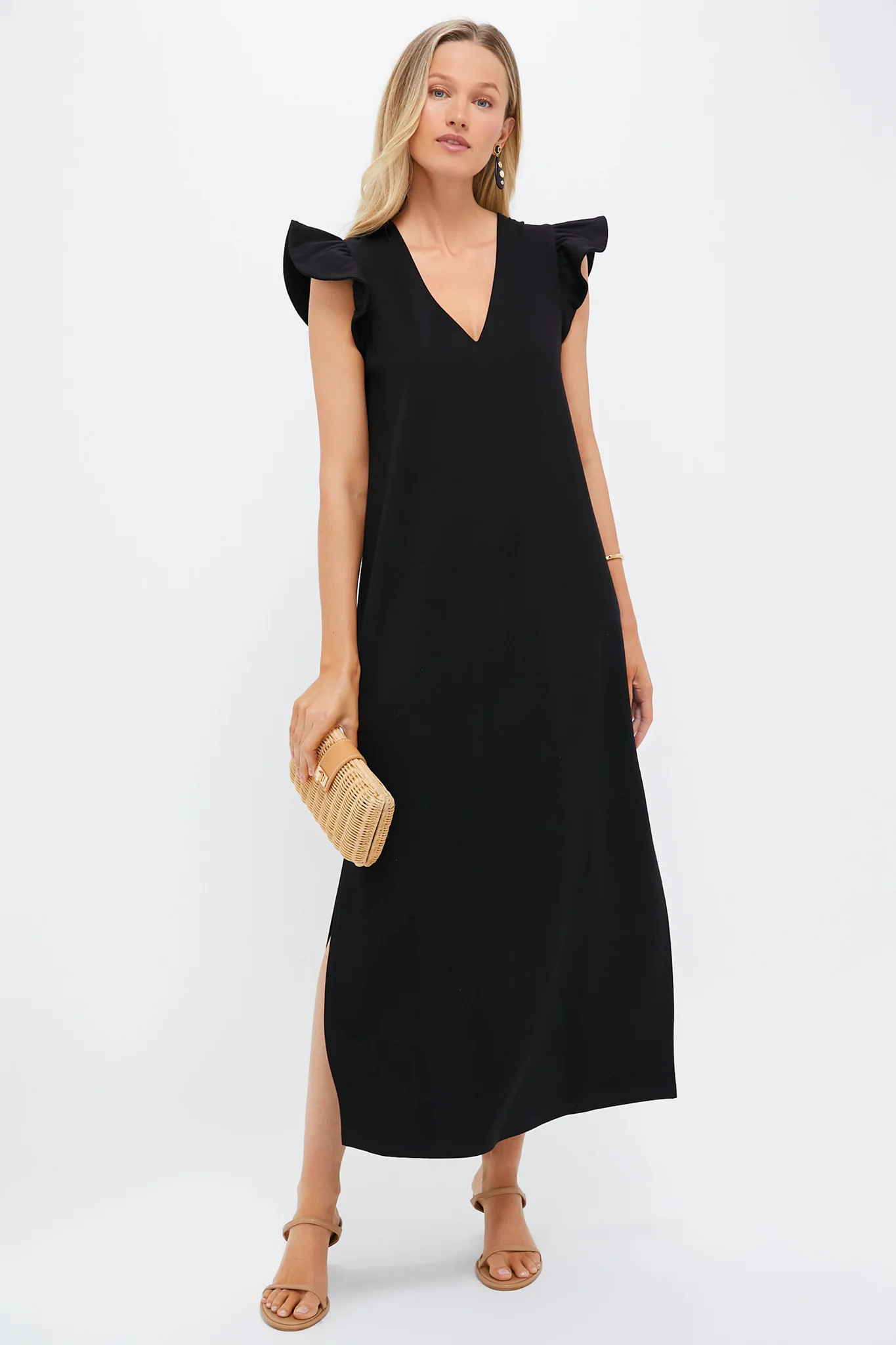 Black Flutter Sleeve Miko Dress | Tuckernuck (US)