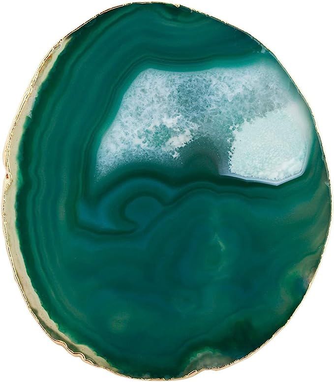 Nupuyai Polished Agate Geode Slices Cup Mats Coasters for Drinks Set of 2, Natural Stone Slab Pla... | Amazon (US)