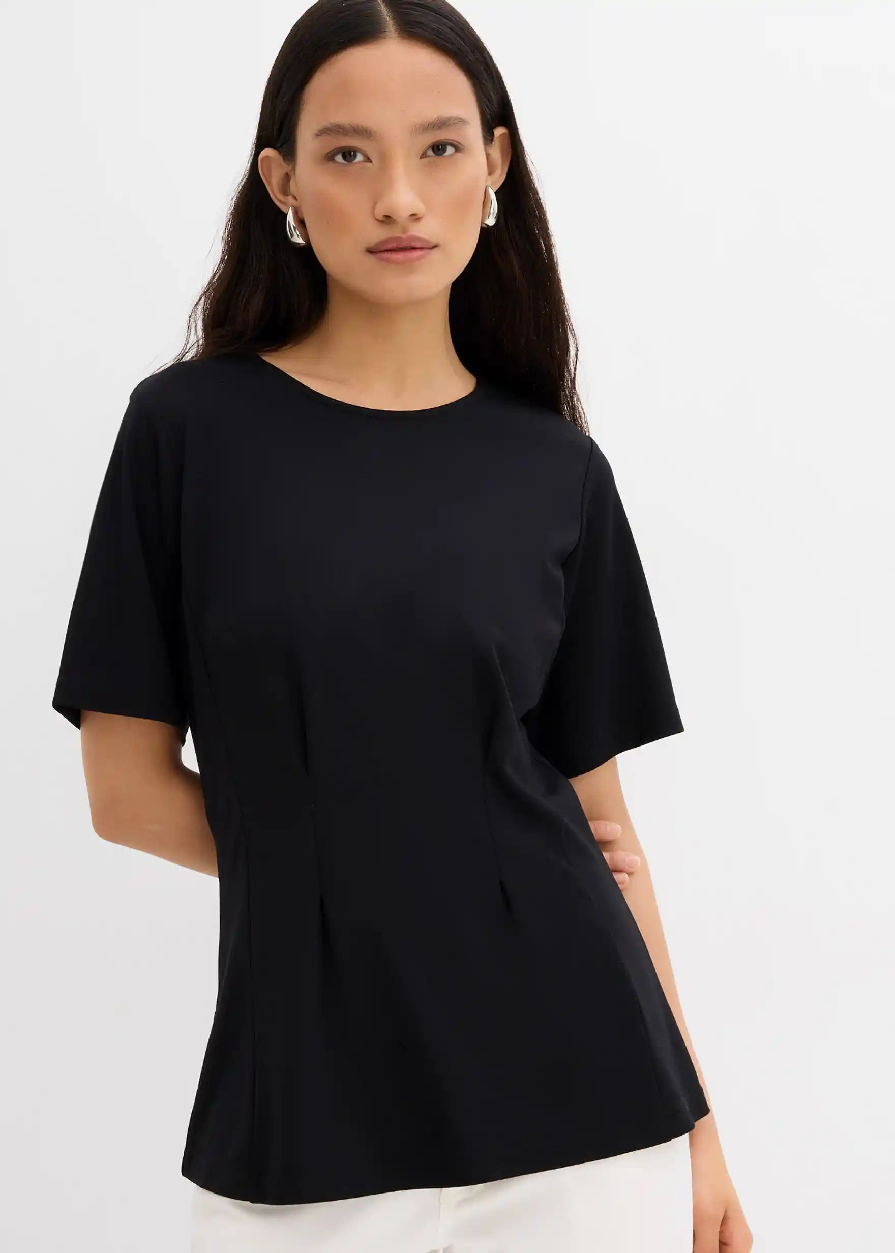 Tailliertes Shirt aus bequemen Punto di Roma | Bonprix DE