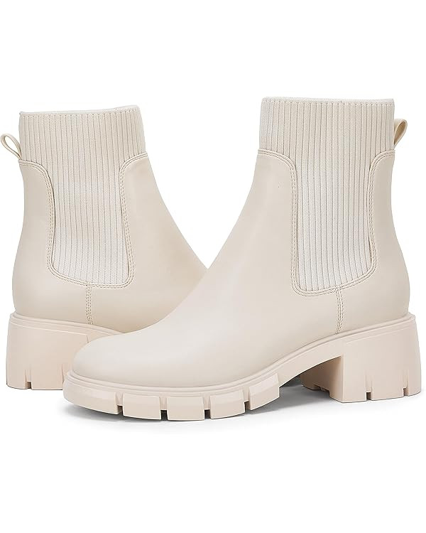 Ruanyu Womens Platform Ankle Boots Elastic Chunky Block Heel Chelsea Booties Lug Sole Non-Slip Co... | Amazon (US)