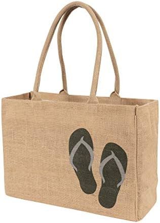 KAF Home Jute Market Tote Bag with Flip Flop Print, Durable Handle, Reinforced Bottom and Interior Z | Amazon (US)