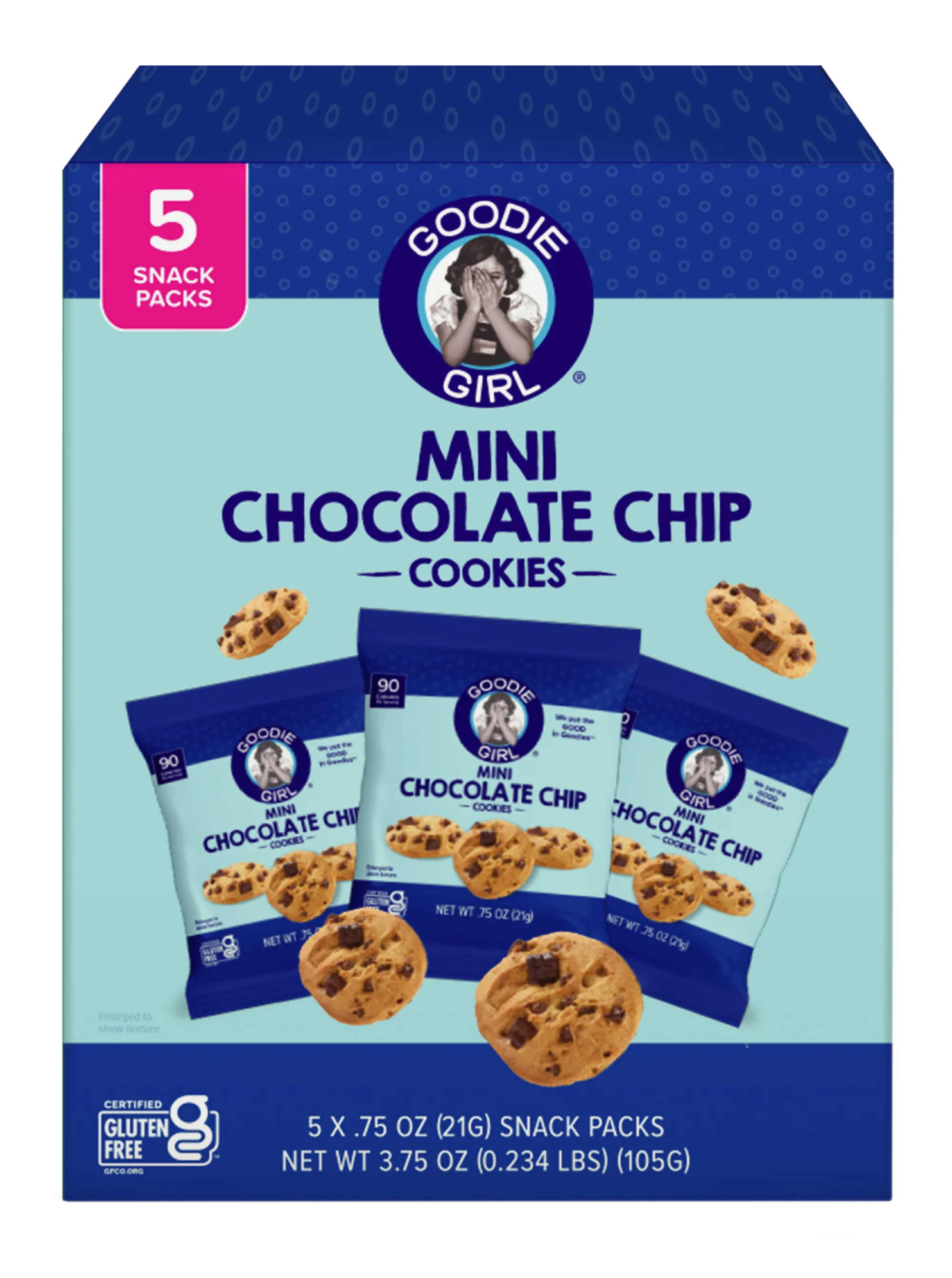 Goodie Girl Gluten Free Chocolate Chip Mini Cookies Snack Pack, 0.75 oz per Bag, 5 Count | Walmart (US)
