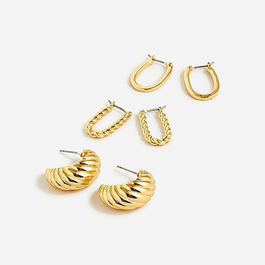 Sculptural gold earrings set-of-three | J.Crew US