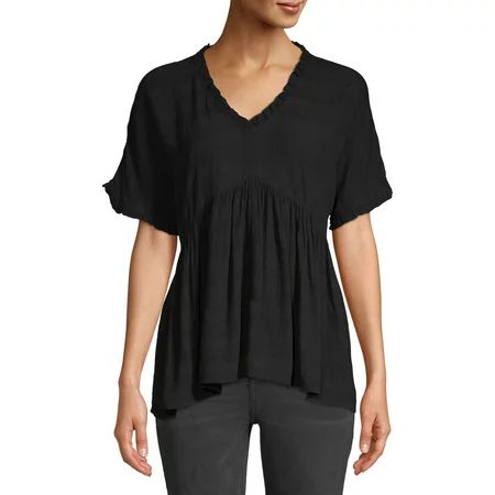 Women's Short Sleeve Ruffle Edge Top | Walmart (US)