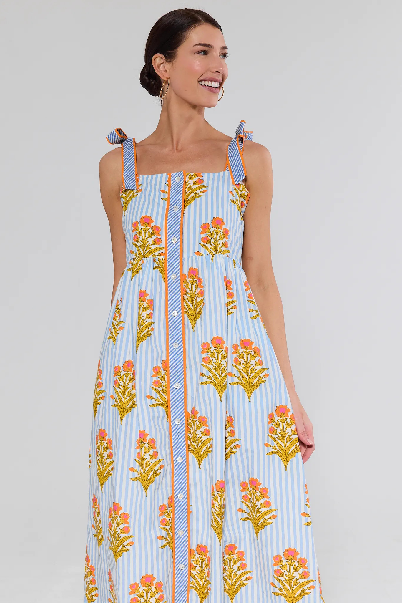 Blue Floral Print Maxi Dress by THML | Avara