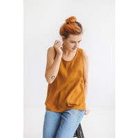 Women's Linen Tank Top Ersa, Sleeveless T-Shirt For Summer, Beach Shirt, Casual Brown Blouse - Other | Etsy (US)