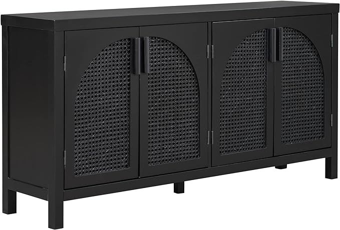 Buffet Sideboard Cabinets with Artificial Rattan Door, Metal Handles, Modern Luxury Freestanding ... | Amazon (US)