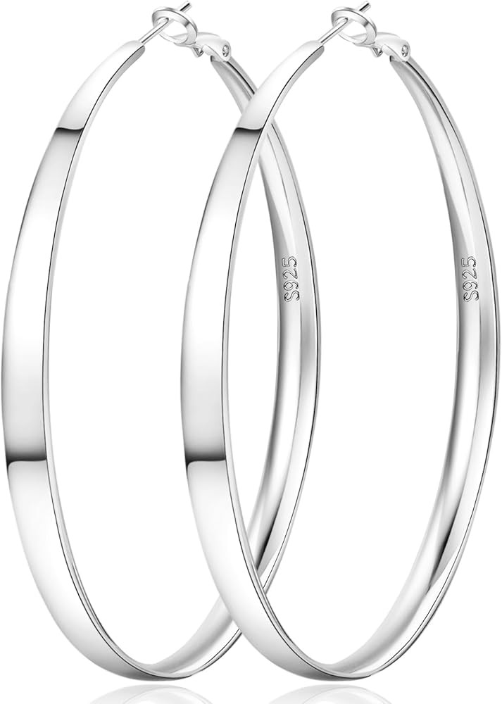 Senteria 5MM Wide 925 Sterling Silver Hoop Earrings for Women Hypoallergenic Extra Large Silver H... | Amazon (US)