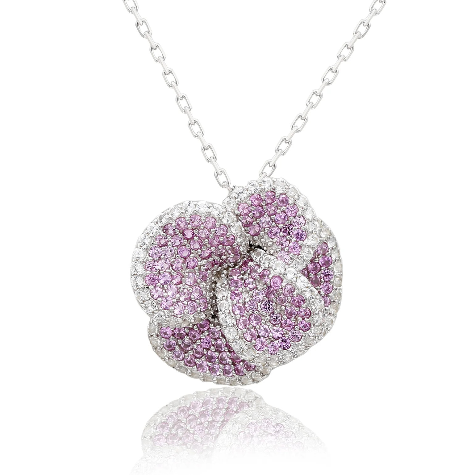 Suzy Levian Sterling Silver Pink Sapphire and Diamond Pave Peony Flowe | SUZY LEVIAN