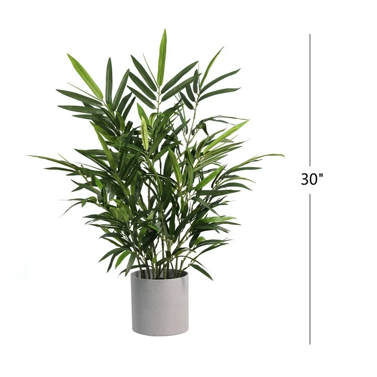 Mainstays 30" Artificial Potted Plant in Green, Bamboo Grey Melamine Pot - Walmart.com | Walmart (US)