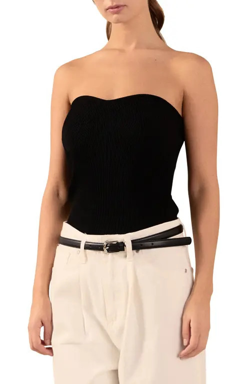 Endless Rose Strapless Rib Top in Black at Nordstrom, Size X-Small | Nordstrom