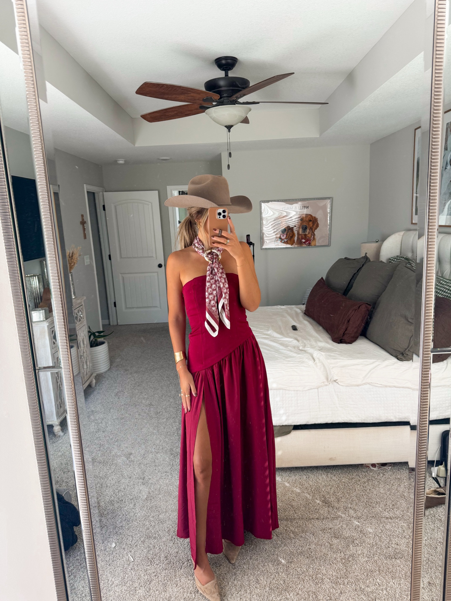 dress in size small - only thing to note is the slit goes up pretty high - would need to either sew it or wear appropriate undergarments :) necklaces are november maker 

#LTKHoliday #LTKStyleTip #LTKSaleAlert