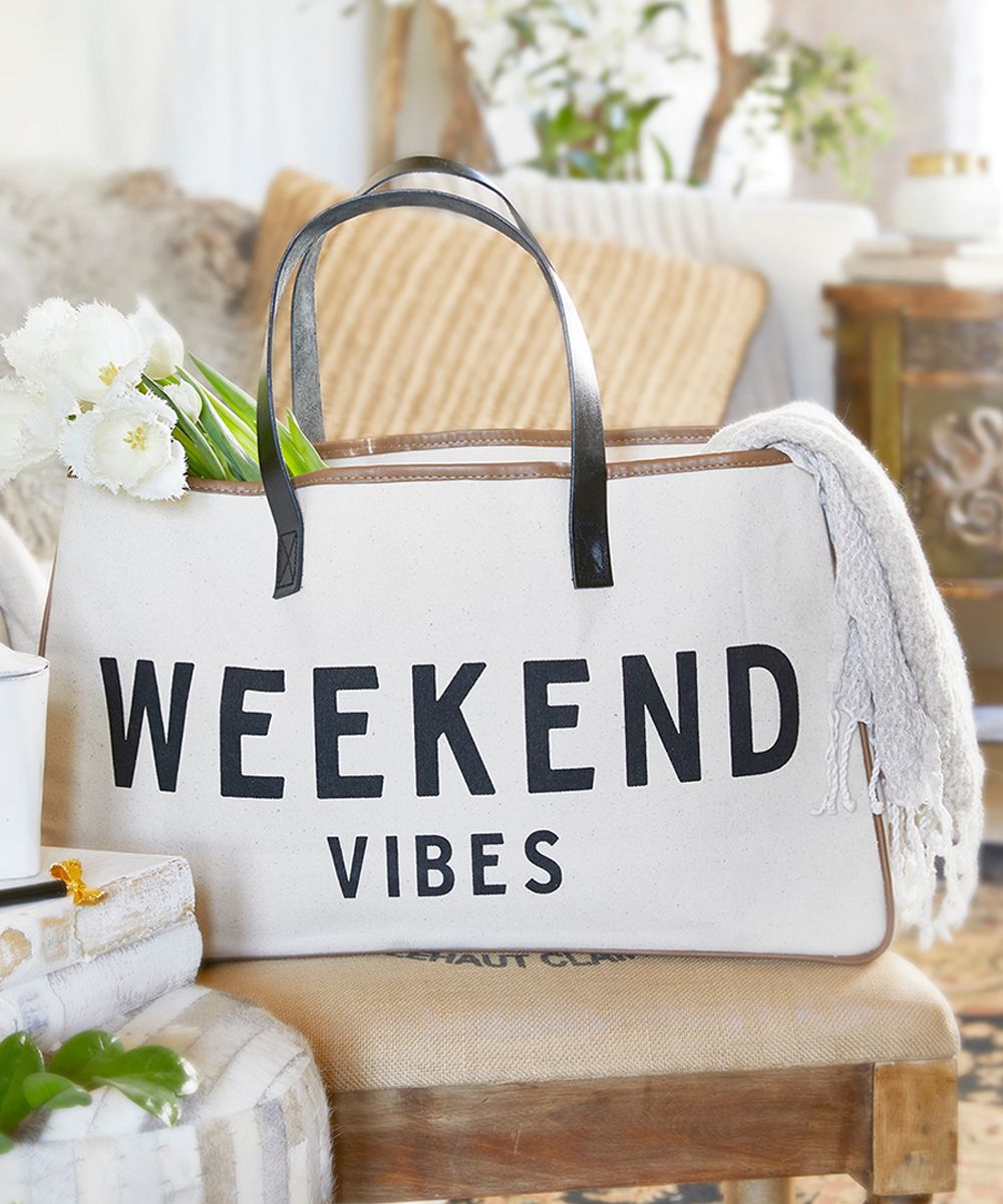'Weekend Vibes' Oversize Canvas Tote | Zulily
