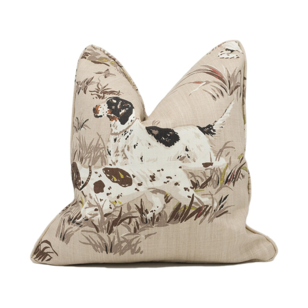 Schumacher - Pointers - Tan - Classic Hunting Dog Scene Designer Cushion Cover - Luxury Throw Pil... | Etsy (US)