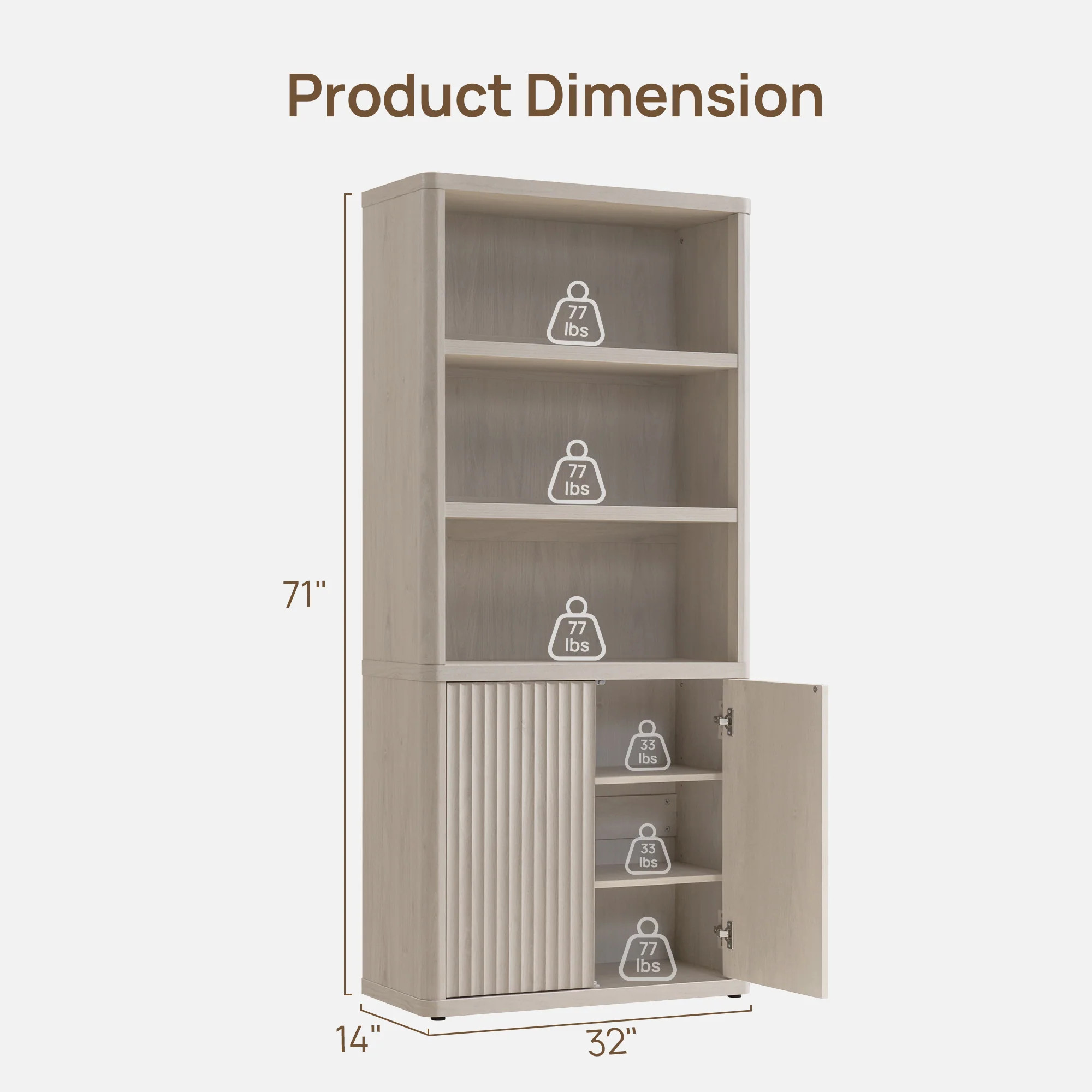 Cas Modern Bookcase Cabinet, Two-Door Storage | SICOTAS