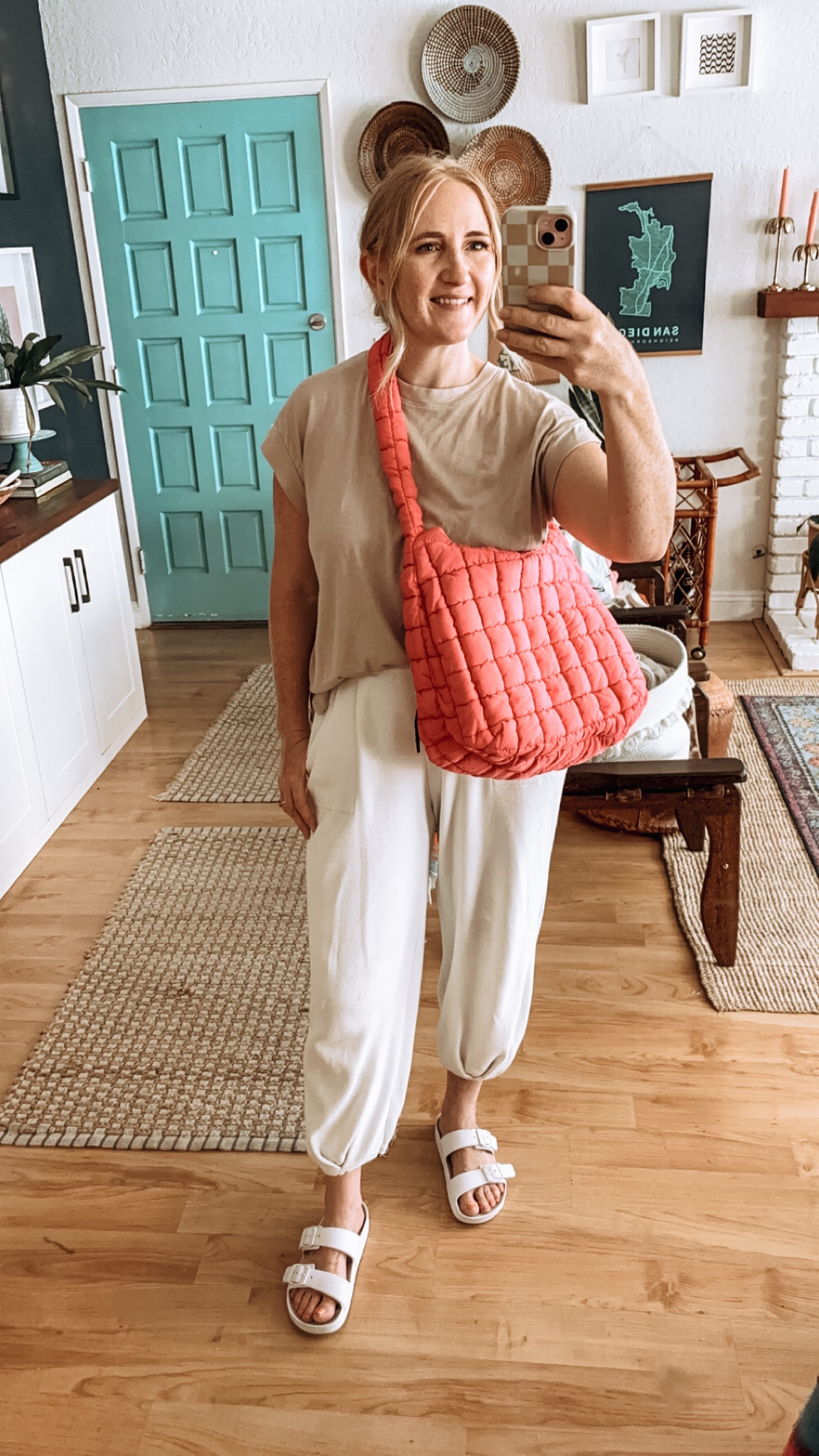 Cozy knit set on SALE today, only $33 down from $55! Wearing size L. 

Knit set, travel outfit, casual outfit, joggers, knit top, free people bag, crossbody bag, quilted bag, hot pink clothes, Birkenstocks, summer sandals, beach sandals, mom outfit, casual style, casual look, two piece set, matching set 

#LTKFindsUnder50 #LTKStyleTip #LTKSaleAlert