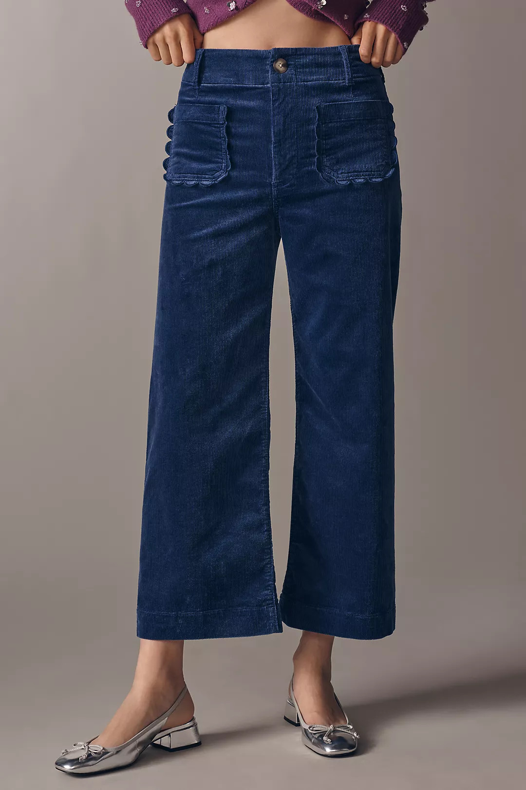 The Colette Scallop Pocket Corduroy Crop Wide-Leg Pants by Maeve | Anthropologie (US)