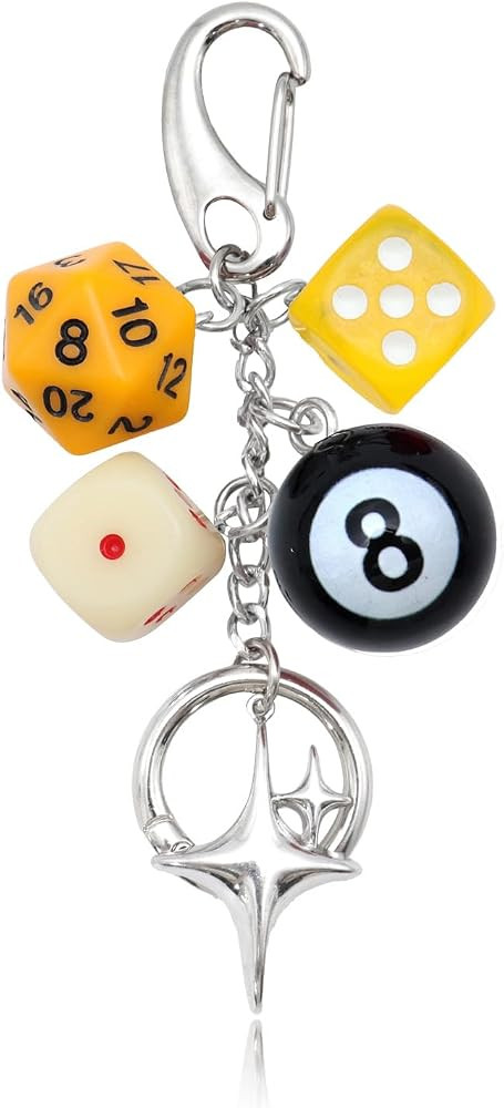 8 Ball Dice Keychain, Y2k Dice Purse Bag Charm with Cherry Star Heart Handbag Accessories for Wom... | Amazon (US)