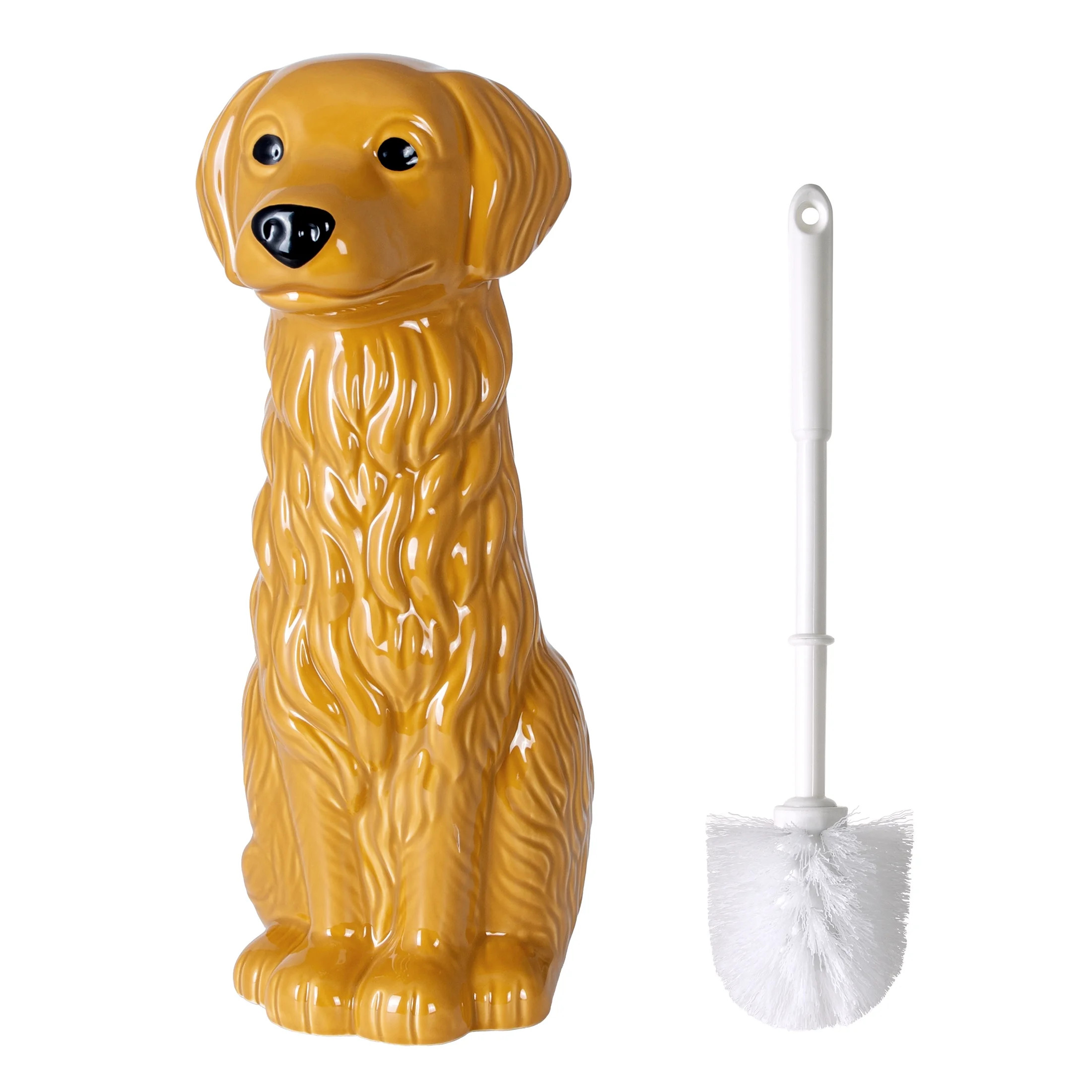 Mainstays Ceramic Dog Bowl Toilet Brush Holder with Plastic Handle | Walmart (US)