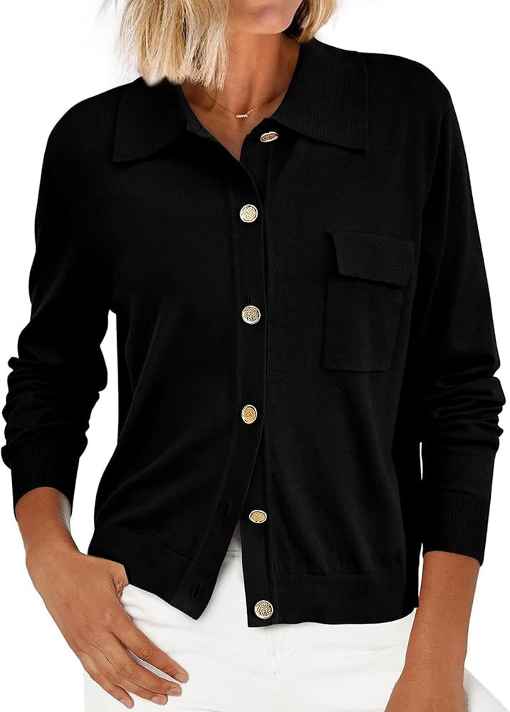 PRETTYGARDEN Women's 2025 Fall Long Sleeve Knitted Button Down Shirts Lightweight Cardigan for Wo... | Amazon (US)