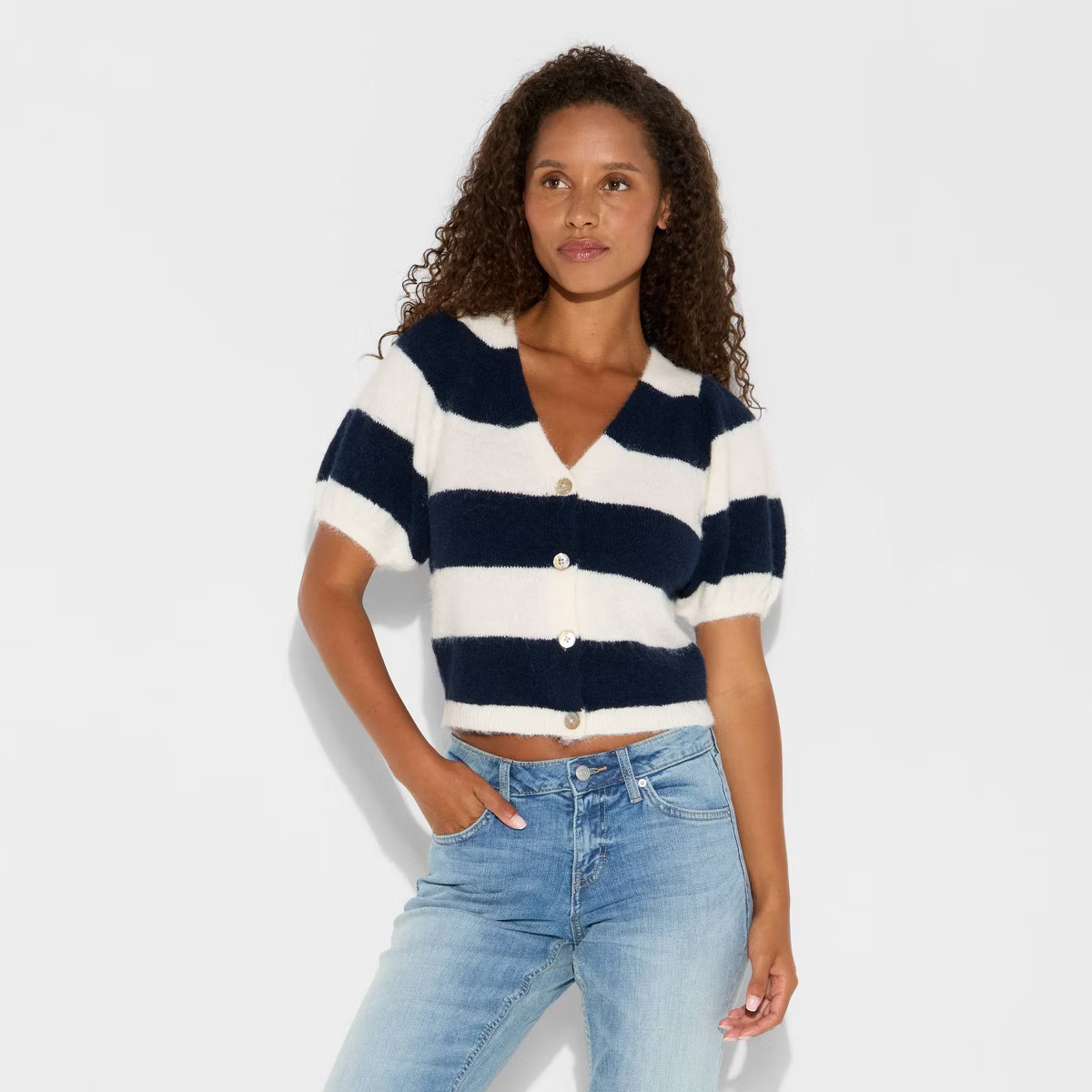 Women's Puff Short Sleeve V-Neck Cardigan - Wild Fable™ | Target