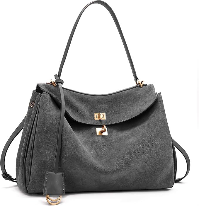 Suede Leather Tote Bag for Women: Fashion Shoulder Handbag Ladies Top-handle Satchel Purse for La... | Amazon (US)