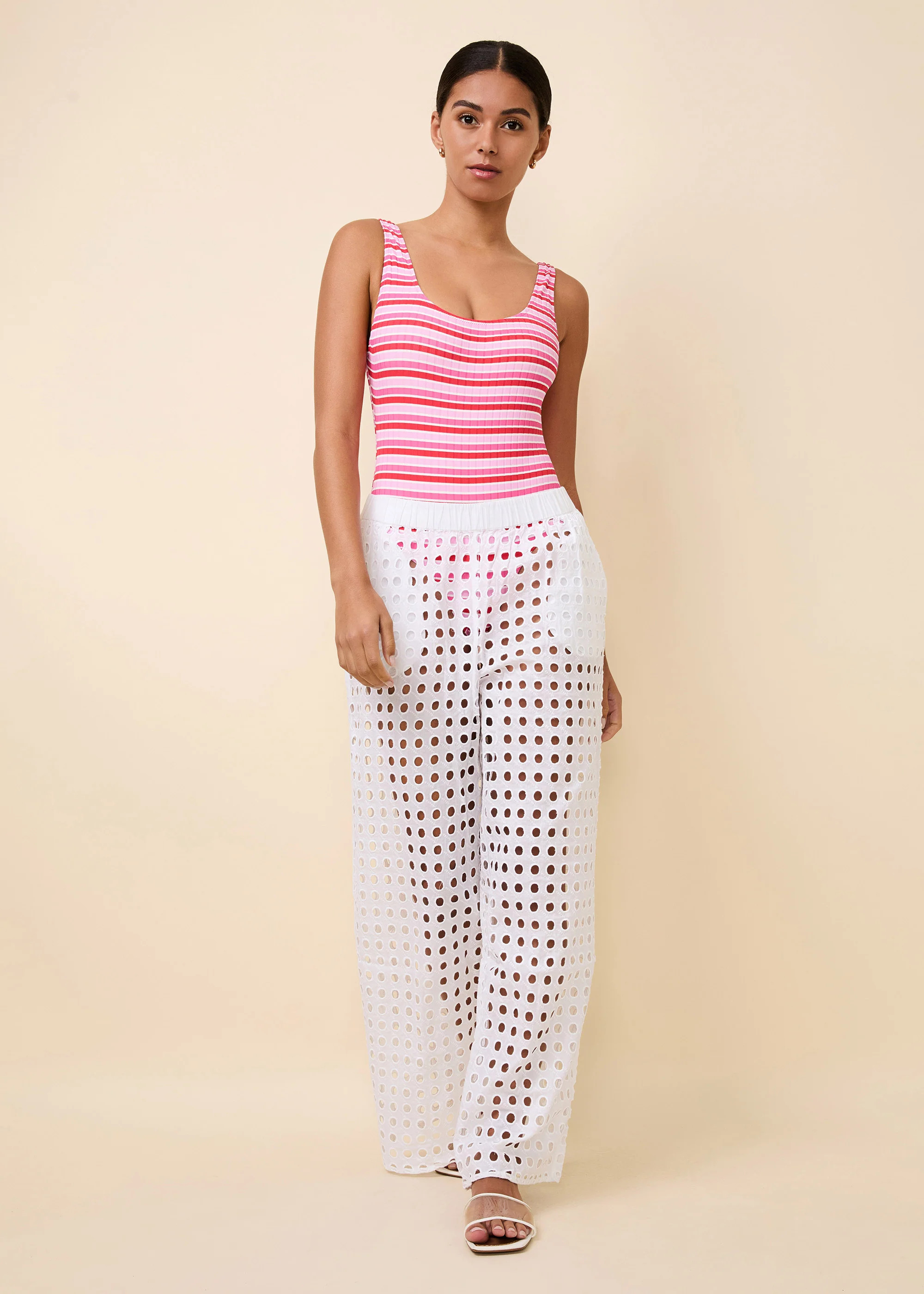 The Eyelet Delaney Pant in Marshmallow | Solid & Striped