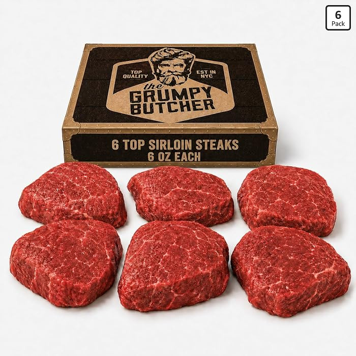 Grumpy Butcher Aged Top Sirloin Steaks, 6 Pack - USDA Top Choice Beef Steak With Gift Box Option,... | Amazon (US)