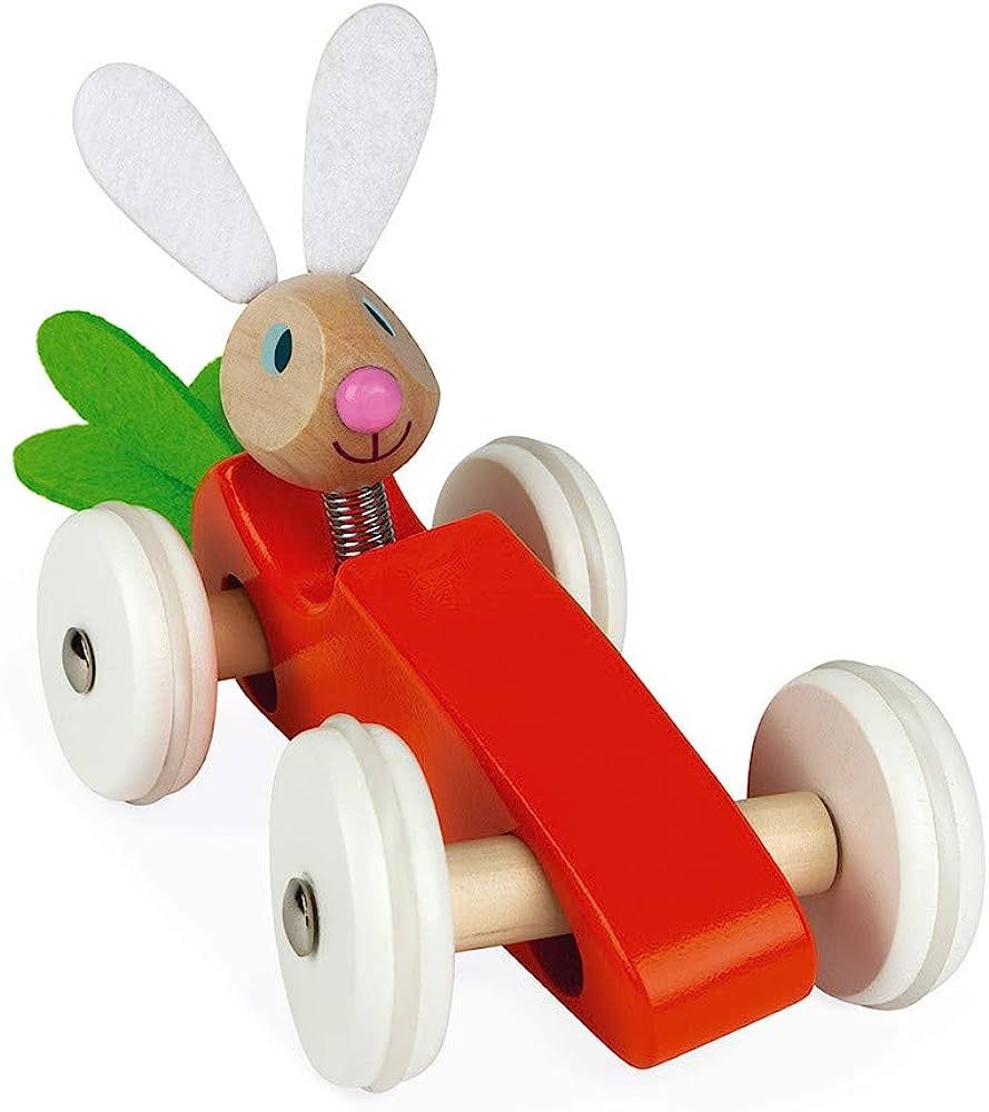 Janod Wooden Rabbit Lapin Carrot Car Push Car - Ages 12 Months+ - J08247 | Amazon (US)