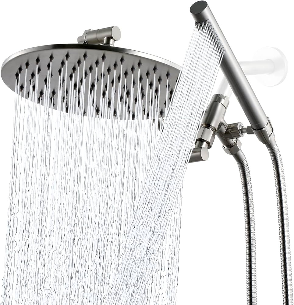 G-Promise All Metal Dual Shower Head Combo, 10 Inch Rainfall Shower Head, Handheld Spray Wand, Sm... | Amazon (US)