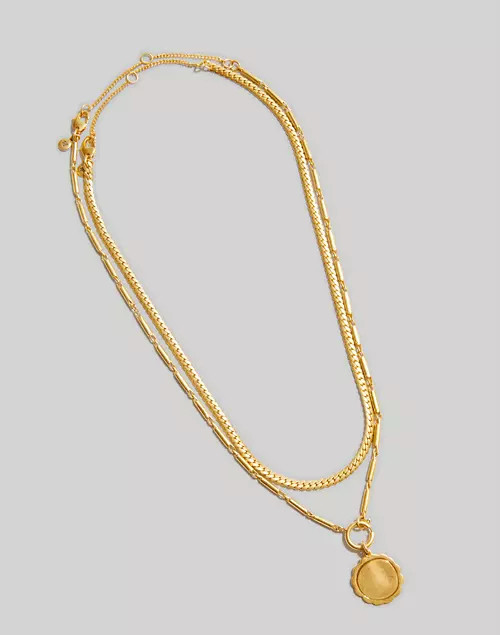 Two-Piece Scalloped Coin Herringbone Necklace Set | Madewell