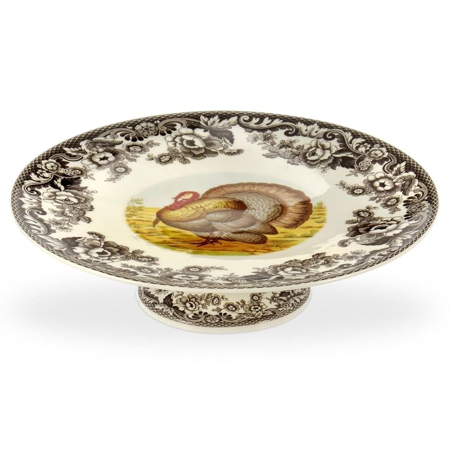 Spode Woodland Turkey Footed Cake Plate - 10.5 Inch Fine Porcelain Serveware for Thanksgiving Cak... | Amazon (US)