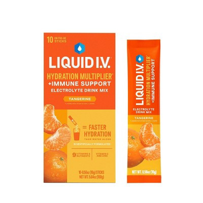 Liquid I.V. Hydration Multiplier + Immune Support Powder Energy Supplements - Tangerine - 0.56oz each/10ct | Target