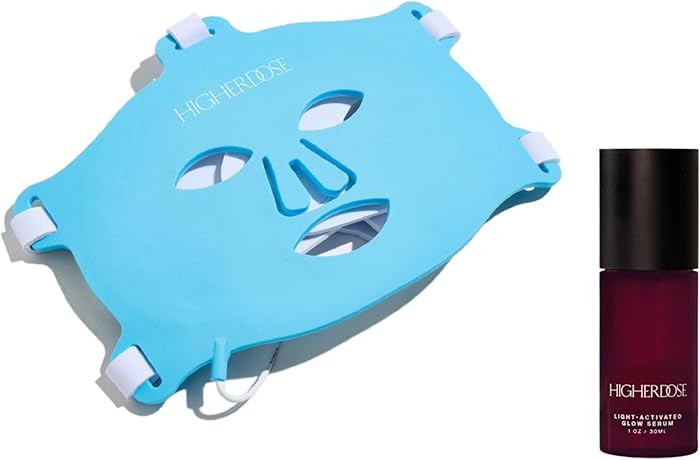 HigherDOSE Red Light Therapy Face Mask & Light-Activated Glow Serum - Cordless LED Facial Light T... | Amazon (US)